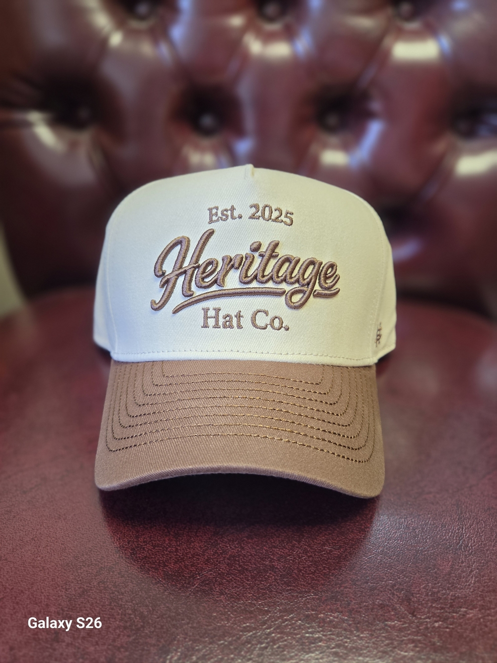 NBW Heritage Hat Co. Men’s Cream/Brown Snapback Baseball Cap Adjustable One Size